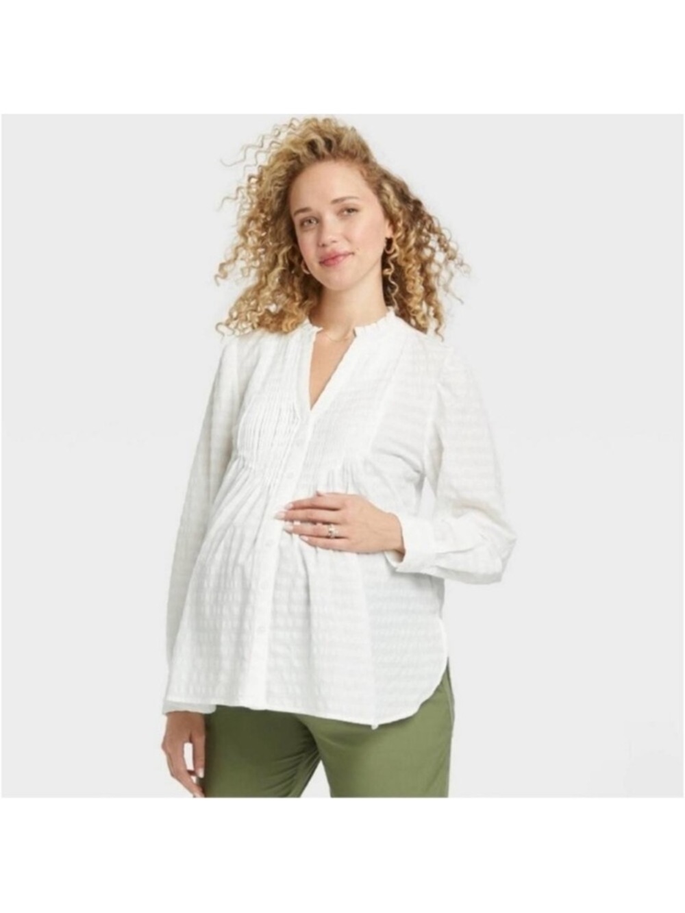 Hatch White Peasant Relaxed Boho Button Front Lightweight Tunic Top Size XSmall